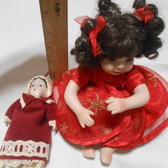 VTG MARIE OSMOND PORCELAIN BABY DOLL & HALLMARK HANGING PORCELAIN ORNAMENT 1983 - Picture 1 of 9